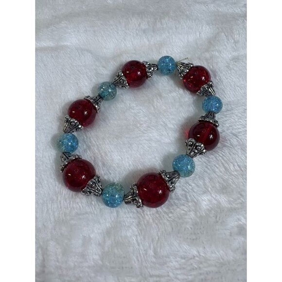 Lot of 5 Art Glass Lampwork Millefiori Cat's Eye Crackle Beaded Stretch Bracelet - Picture 6 of 8